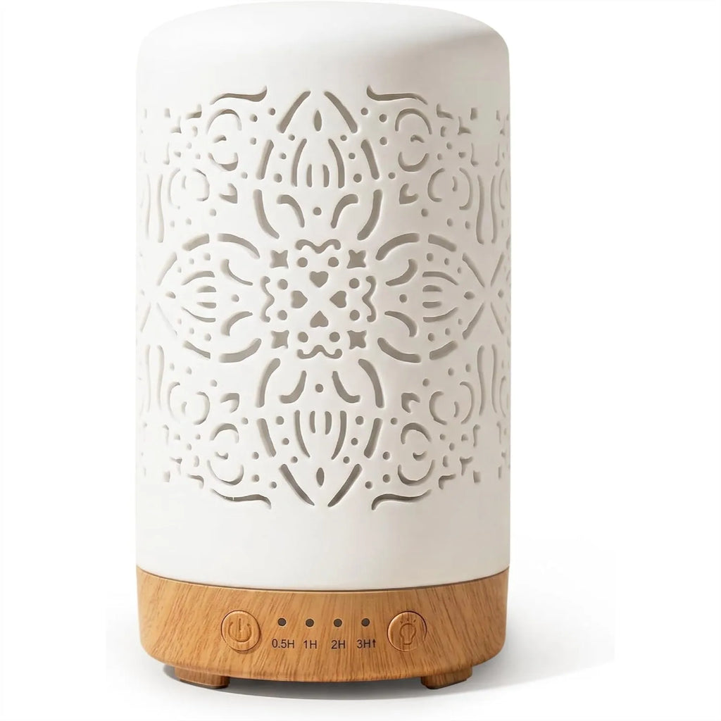 Ceramic Essential Oil Diffuser 100ml Ultrasonic Aromatherapy Cool Mist Humidifier with 4 Timers, Auto Shut-Off, 7 Color Night