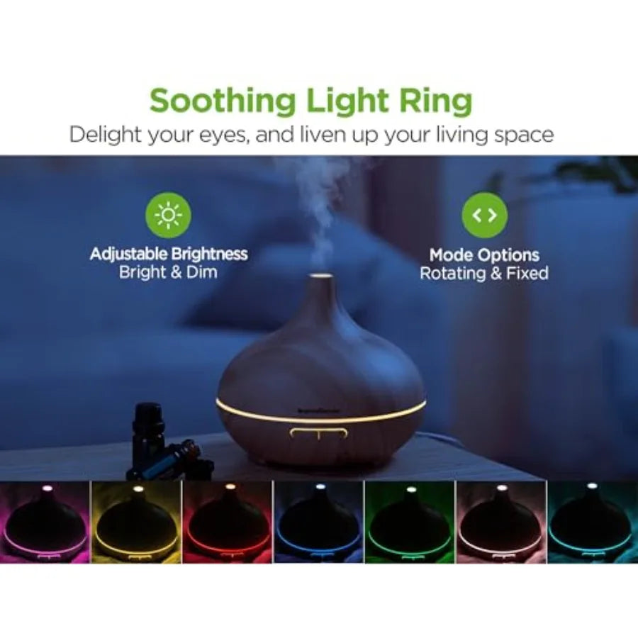 Aromatherapy Diffuser and 10 Essential Oils Set 400ml Diffuser Ultrasonic Diffuser Cool Mist Humidifier with 4 Timers 7 Colors