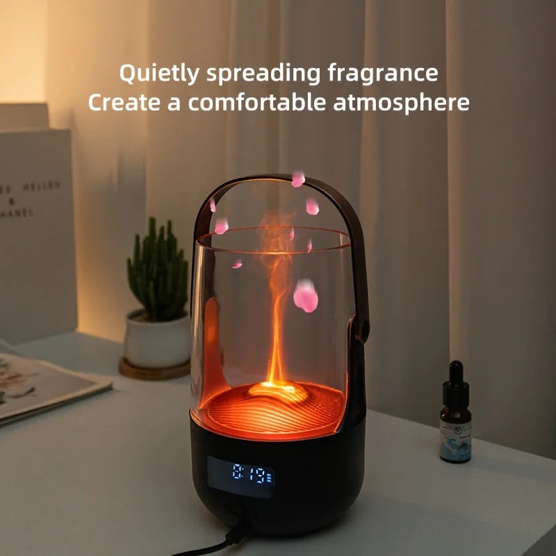 Fireplace Flame Effect Aroma Diffuser, USB Powered Humidifier with No Batteries Needed