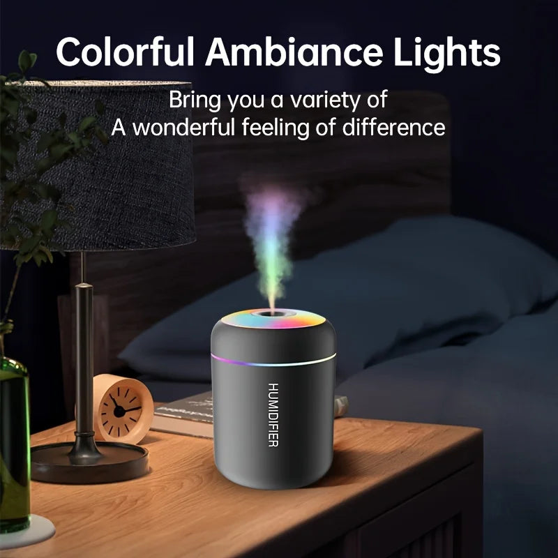 Mini Humidifier and Essential Oil Diffuser - Bedroom, Car Use with Cool Mist Technology, Quiet High Mist Volume and LED Light