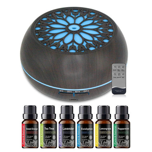 550ml Essential Oil Diffuser with Remote Control 6 Blending Modes 7 LED Colors Auto Shut-Off for Bedroom Living Room Humidifier