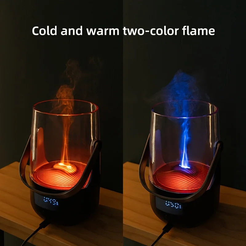 Fireplace Flame Effect Aroma Diffuser, USB Powered Humidifier with No Batteries Needed